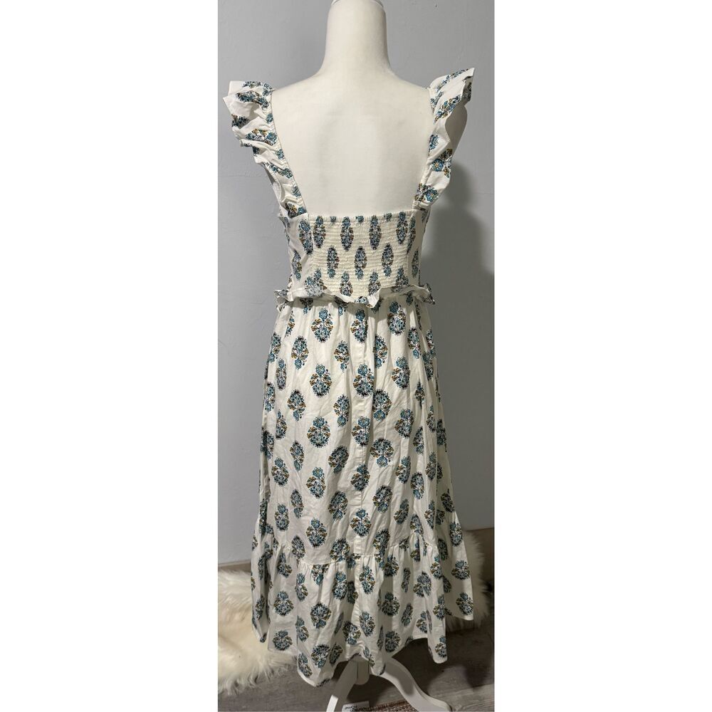 J. Crew Factory Cream Midi Dress with Blue Floral Print - Picture 6 of 14